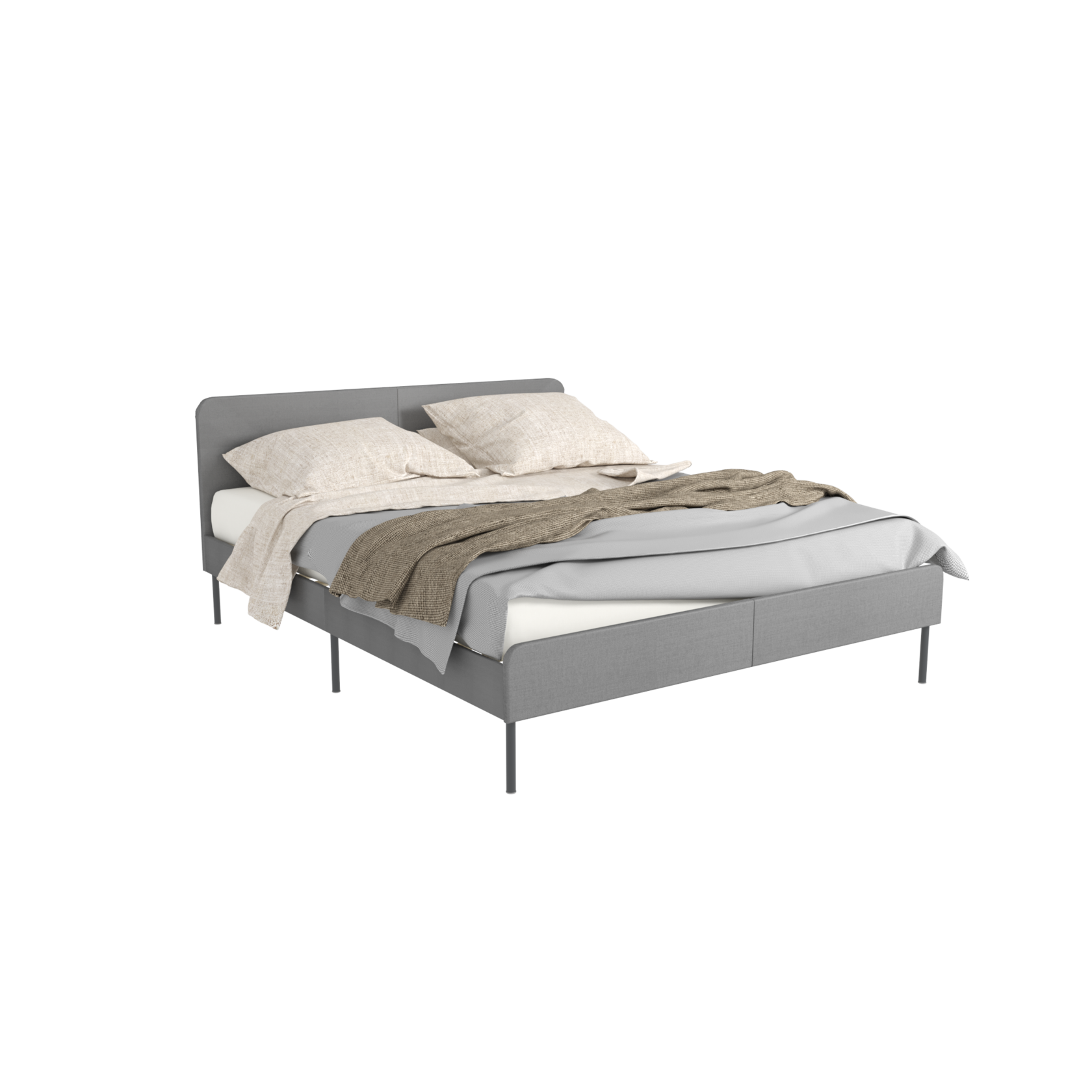 MEZA Двуспальная кровать 160х200 см с обивкой, без матраса