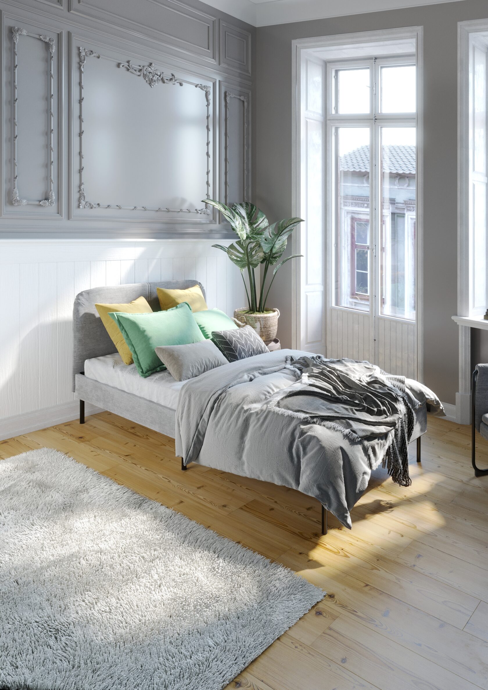 MEZA Односпальная кровать 90х200 см с обивкой, без матраса