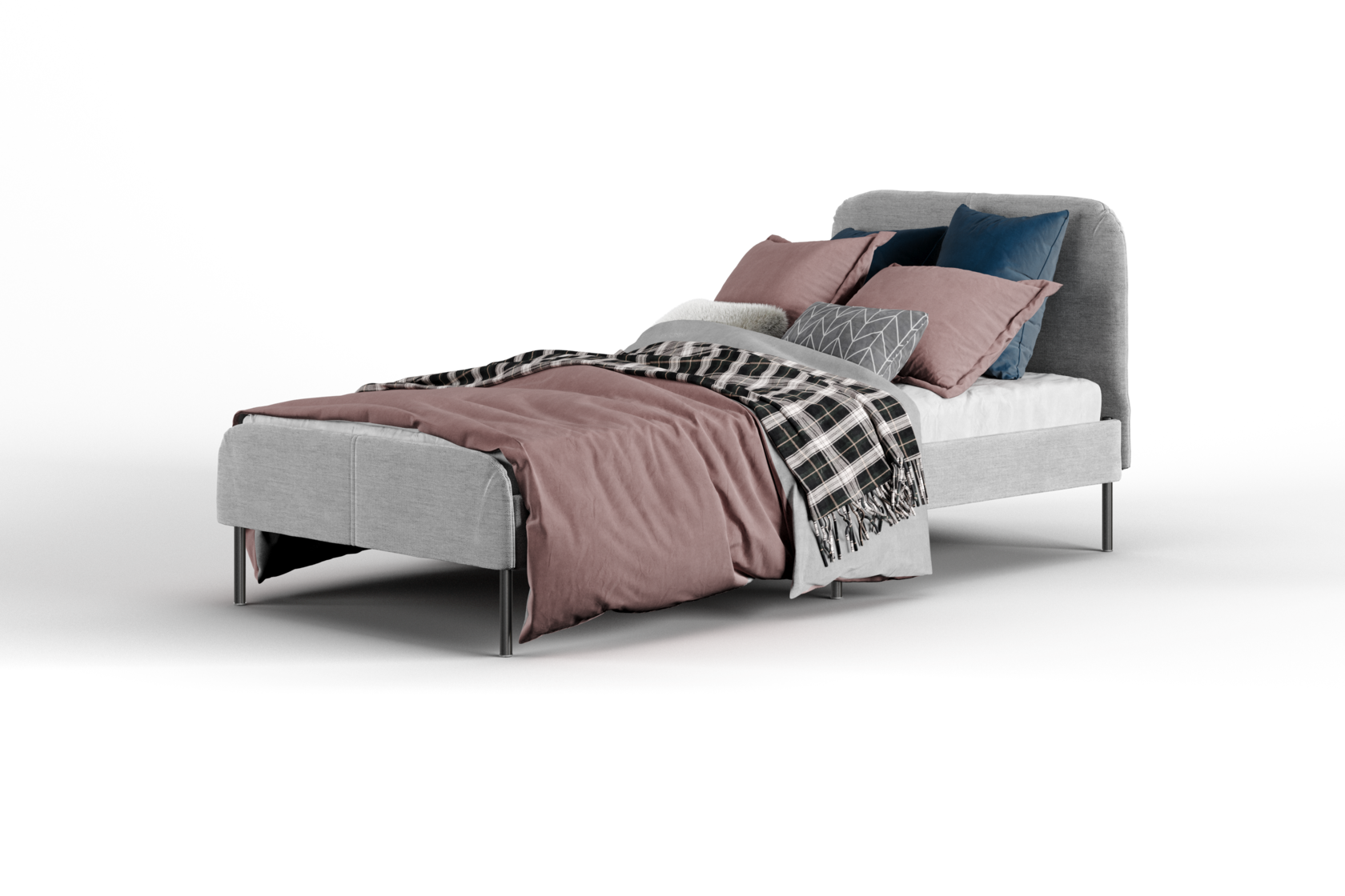 MEZA Односпальная кровать 90х200 см с обивкой, без матраса