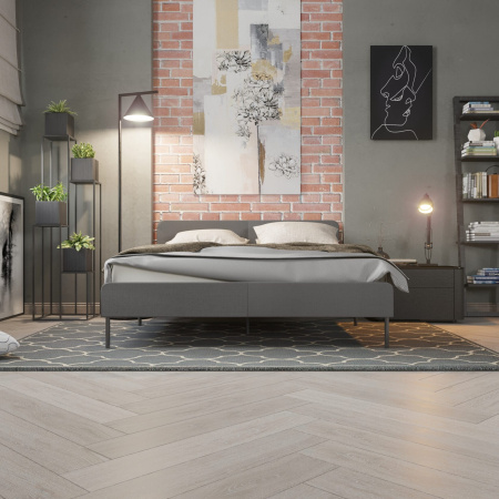 MEZA Двуспальная кровать 160х200 см с обивкой, без матраса