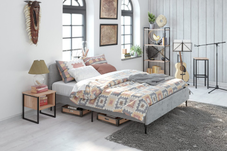 MEZA Двуспальная кровать 160х200 см с обивкой, без матраса