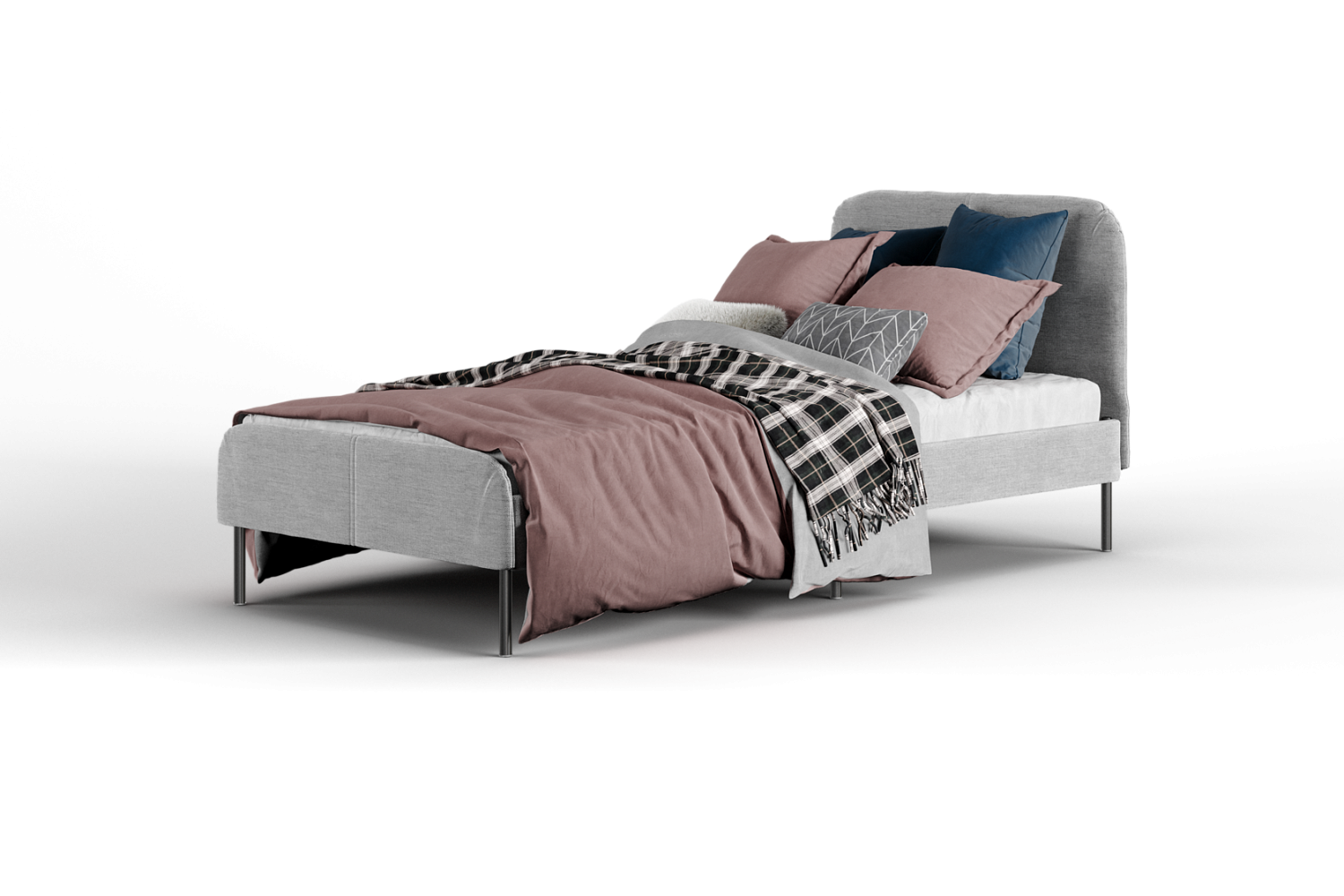 MEZA Односпальная кровать 90х200 см с обивкой, без матраса