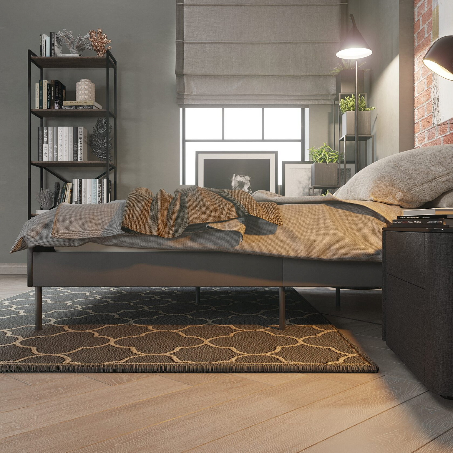 MEZA Двуспальная кровать 160х200 см с обивкой, без матраса